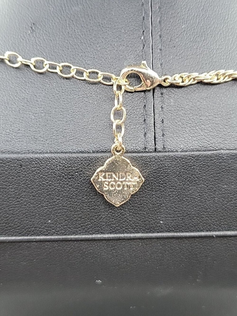 Kendra Scott Rayne Necklace 14kgp Navy Blue Faux Cats Eye Tassel Pendant 30" - Picture 10 of 14